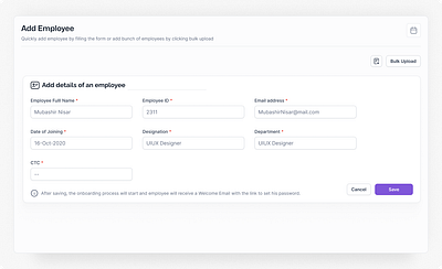 HRMS Add employee section hrms human resourse product product designing ui ux