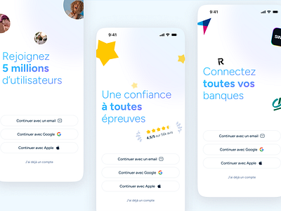 Trust Reinforcement Sign-in apple sign in bank design google sign in login money onboarding people product design rate revolut signin signup social proof ui ux