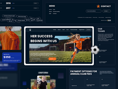 Girls Soccer Club, Music City F.C. landing soccer sports ui web design