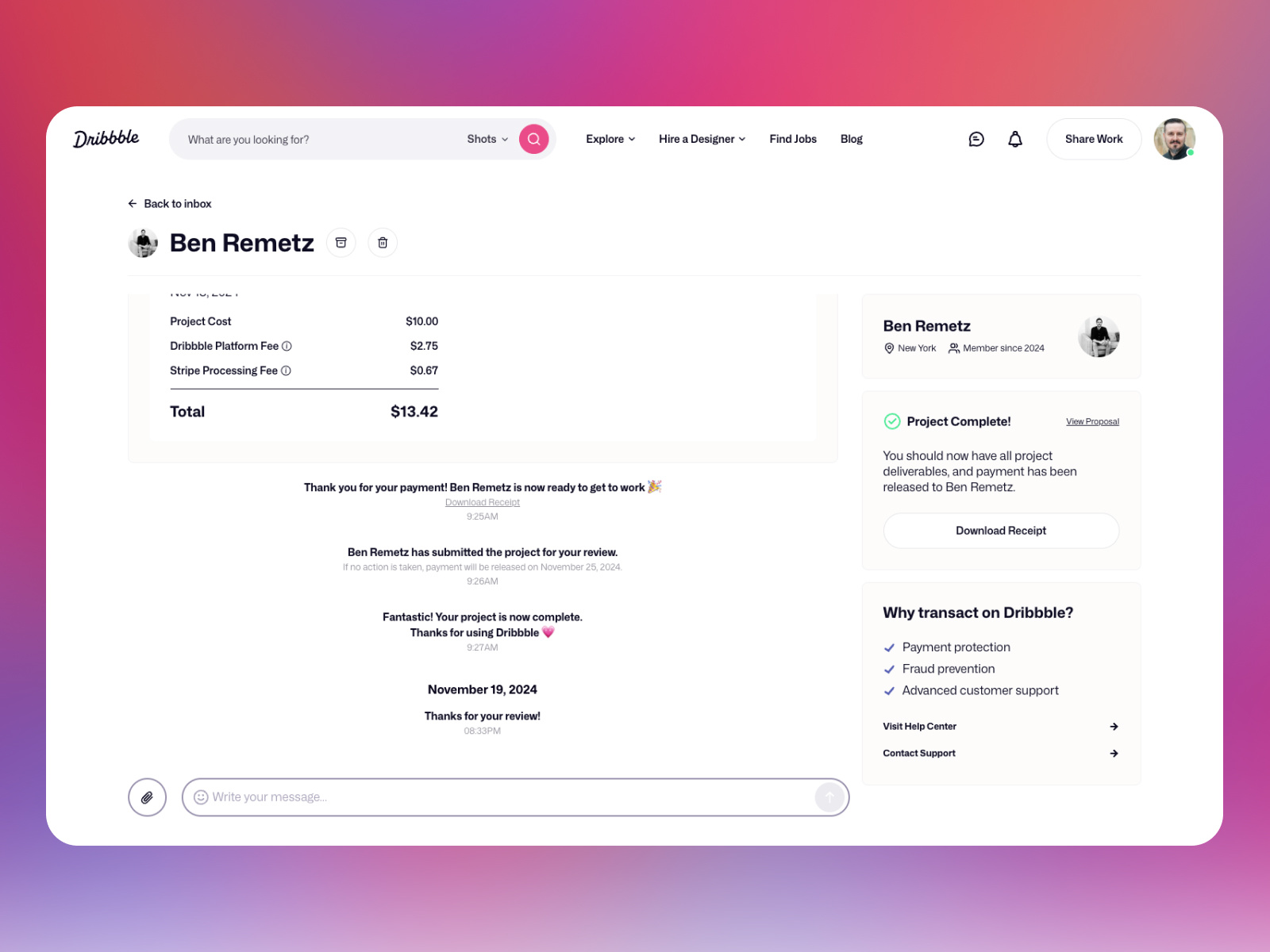 Example of Dribbble Test Service