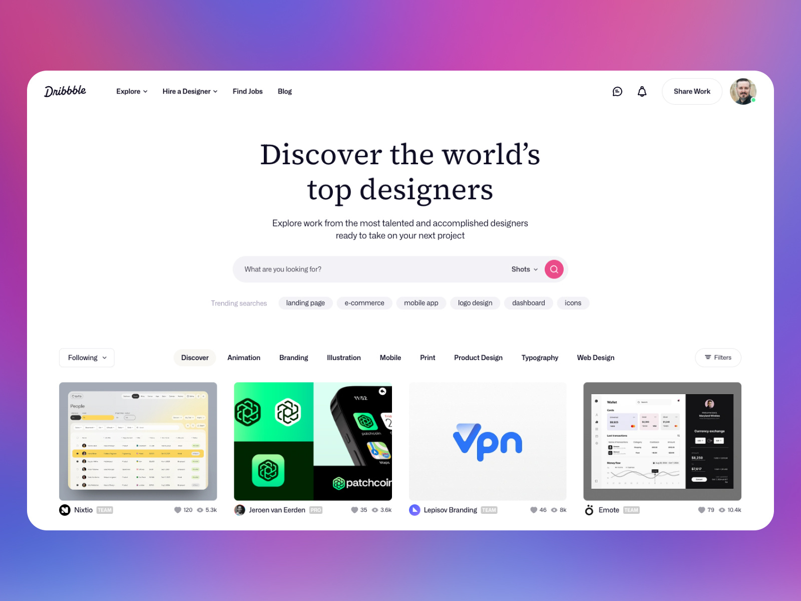 Example of Dribbble Test Service