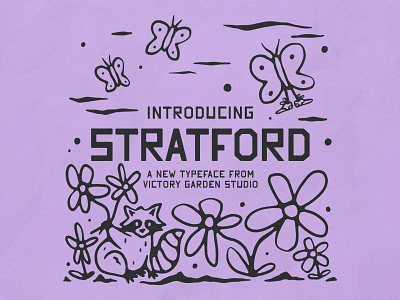 Stratford Typeface butterfly design flower font free handmade illustration lettering raccoon texture type typeface typography