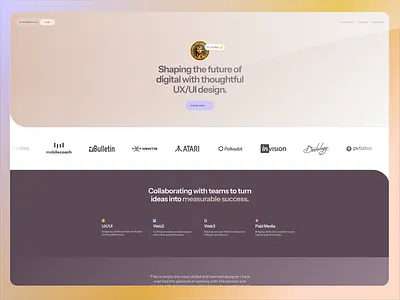 Portfolio Lander animation clean design flat homepage lander light logos orange purple simple tan web design website yellow