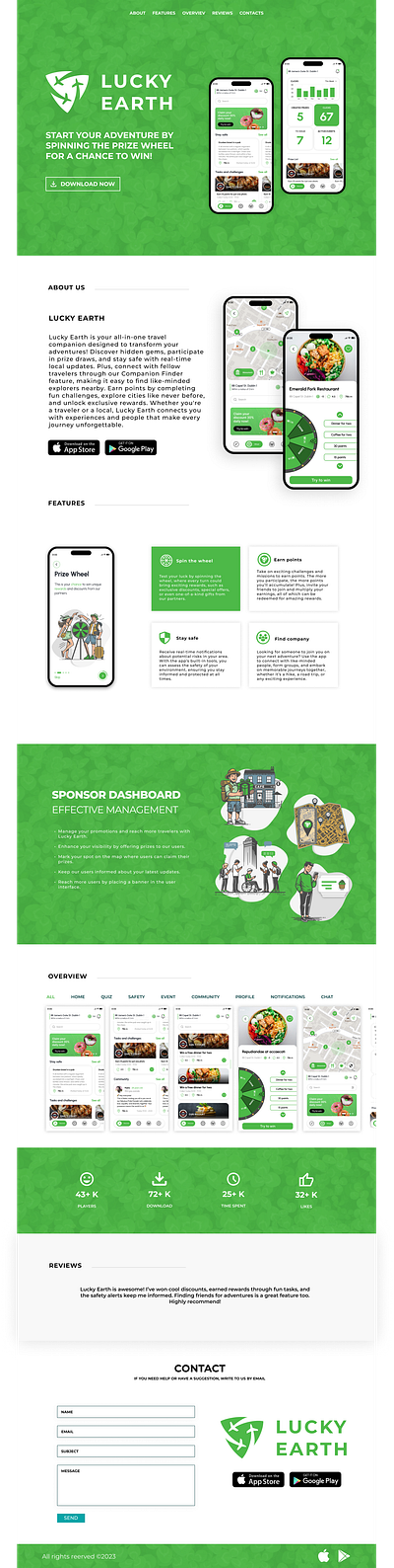 Landing Page Design for Lucky Earth app branding design graphic design illustration landing page logo ui ui ux design ui design ux ux design