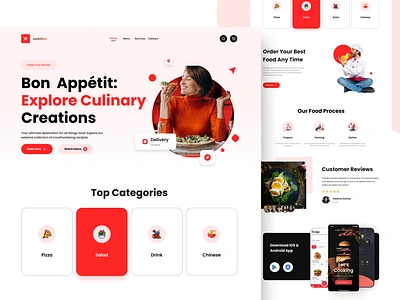 LunchBox- Food landing page & Website Design app design basic branding design figma figma design food food delivery food website illustration landing page restaurant ui uiux website website design white