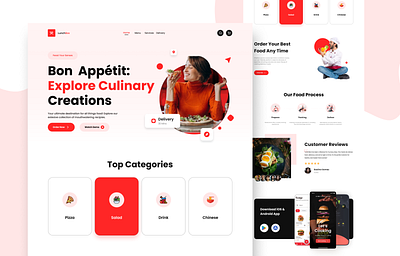 LunchBox- Food landing page & Website Design app design basic branding design figma figma design food food delivery food website illustration landing page restaurant ui uiux website website design white