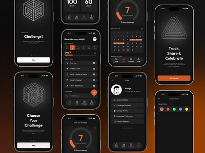 Daily Tasks Tracking App challenge app dark theme app task app to do list app ux design