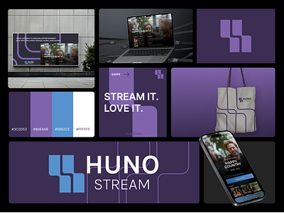 huno stream product design brand brand design branding design entertainment graphic design logo logo design product design streaming ui ui design visual identity web design