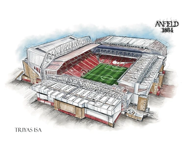 Anfield Stadium abstract anfield asrtstyle building colorful design draw illustration line lineart scribble scribbleart sport sports stadium