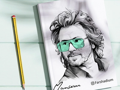 Portrait of "Mansour / منصور", Iranian Singer drawing illustration painting portrait