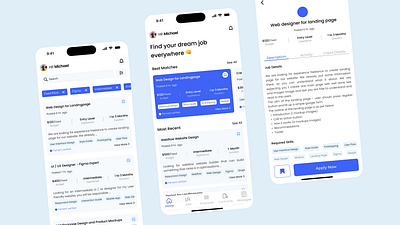 Job Posting App app design application process apply blue create job posts design design system figma finding job interactiondesign job posting job search mobile app mobile design ui user engagement user experience user interface blue ux uxdesign