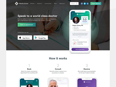 Medical Jane - Download App Landing Page + Mobile App Concept android app application call to action clean design doctor download header ios lander landing page location app mobile professional simple web website