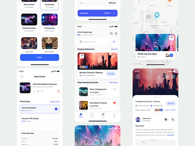 ConcertQu - Event Music App UI Kit branding concert design featured figma like music premium uikit product templates ui ui8 uidesign uikit