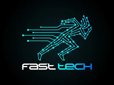Fast Ai Human Power Technology Logo Design Vector Illustration tech technology