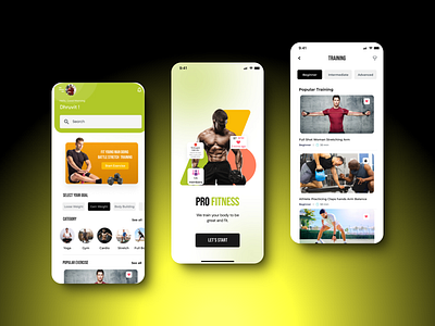 Pro Fitness - Fitness App Design 3d animation branding fitness app graphic design logo motion graphics ui