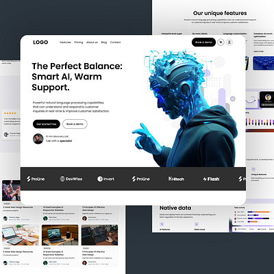 Smart AI - Landing Page ai artificial intelligence branding design flat landing page smart ai ui web application website website ai