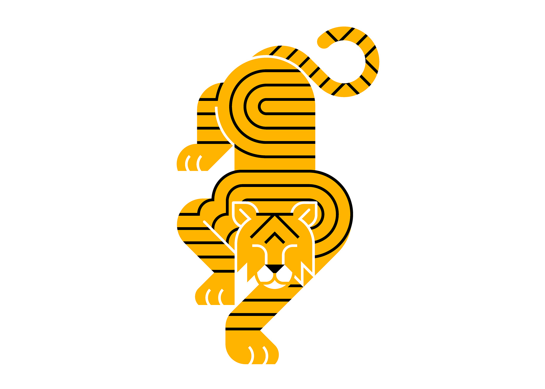 Tiger animals design geometric illustration lineart logo logo design minimal tiger vector yellow