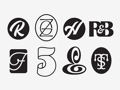 Various Letter Marks brand designer branding custom lettering graphic design handlettering logo type design typography