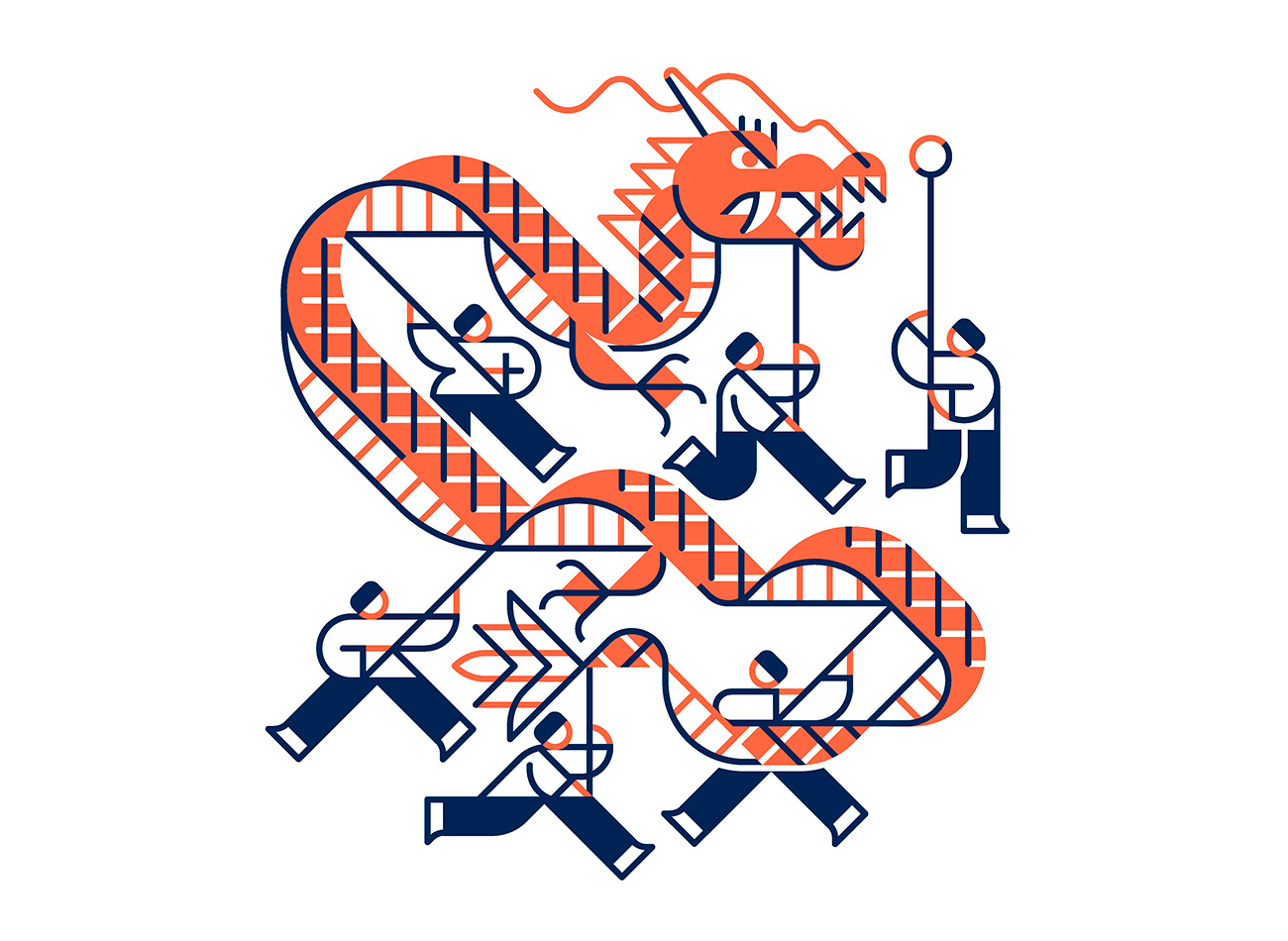 Dragon cheerful design dragon draw dynamic geometry graphic design illustration japan lineart logo red vector