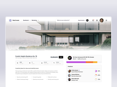 Property details design invest minimal property ui ui ux voit team web