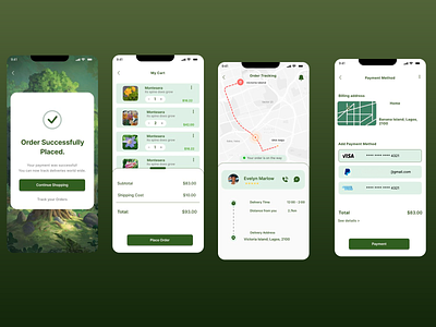 Plants E-commerce Mobile App billing address customer service delivery time design e commerce flower gardening graphic design mobile app order tracking payment confirmation payment method plant plant shop app plant store planting shipping cost shopping ui ux