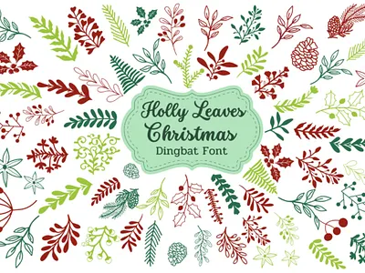 Holly Leaves Christmas Font 3d animation app branding design graphic design illustration logo motion graphics typography ui ux vector