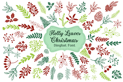 Holly Leaves Christmas Font 3d animation app branding design graphic design illustration logo motion graphics typography ui ux vector