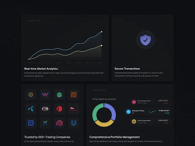 Stock Market Analytics Widgets dark mode ui data visualization data widgets finance dashboard financial tools fintech tools interactive design investment widgets market insights minimal design modern ui portfolio management real time analytics secure transactions stock analytics stock market trading platform trading widgets ui design ux design