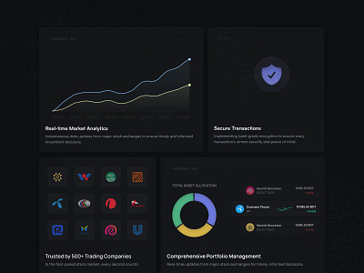 Stock Market Analytics Widgets dark mode ui data visualization data widgets finance dashboard financial tools fintech tools interactive design investment widgets market insights minimal design modern ui portfolio management real time analytics secure transactions stock analytics stock market trading platform trading widgets ui design ux design