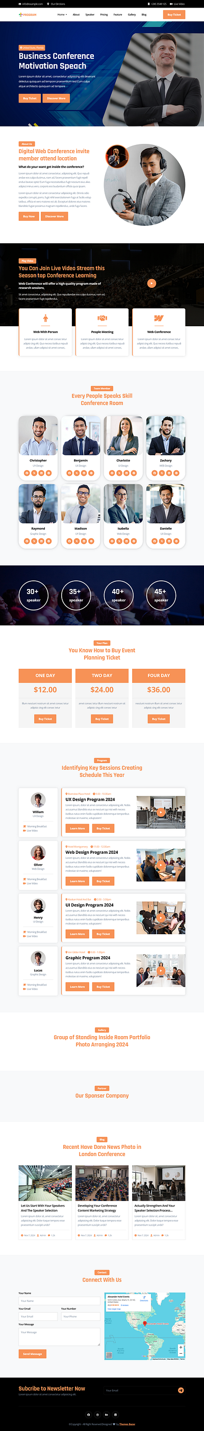 Program - Event & Conference,Meetup Planning Landing Page Templa animation branding design illustration logo minimal typography ui website