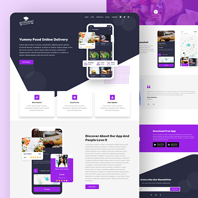 Online Food Delivery - Web Application branding design flat food application food delivery food website landing page online delivery ui web application website