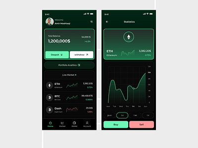 Crypto App Design🚀🔥 app app design branding clean cool dasign crypto design home illustration mobile app mobile design popular trade trading ui ui ux uiux ux