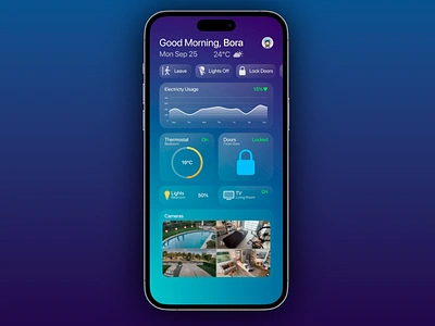 Smart Home Mobile App cameras dashboard design electricity graphic design home automation home station house househols mobile ui mobile ux monitoring remote control smart app smart devices smart home smart home app ui user interface ux