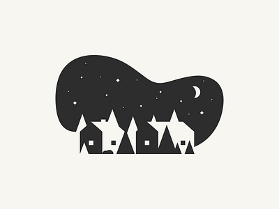 Woodland Homes Illustration agrib clean geometric geometric illustration homes houses illustration landscape minimal minimalism negative space night nighttime sky skyline trees unique wooded woodland woodlands