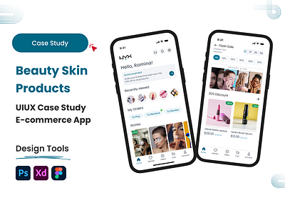 Beauty Skin Products || UIUX Case Study || Skin Care App Design app appmobile beauty beautyskin case study ecommerce figma mobiledesign mobileui skin skincare ui uiux uiux case ux ux design