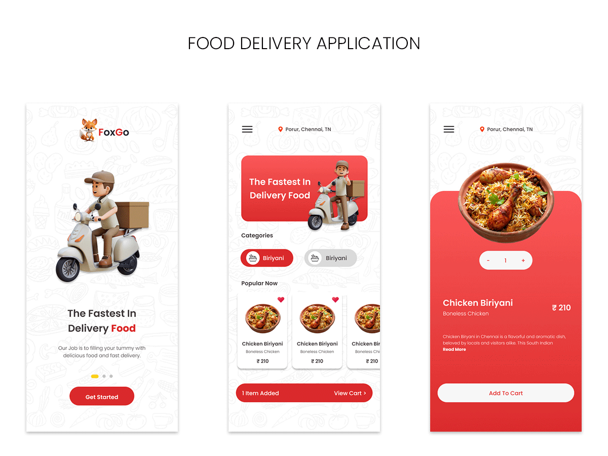 FoxGo - Food Delivery Application app interface design clean ui design figma design food beverage design food delivery app ui food delivery interface design food delivery mobile app design food ordering app design food ordering app ui high fidelity ui intuitive uiux design minimalistic ui mobile ui design modern ui design prototyping seamless user experience smooth navigation ui kit for food apps user friendly design wireframes for food delivery