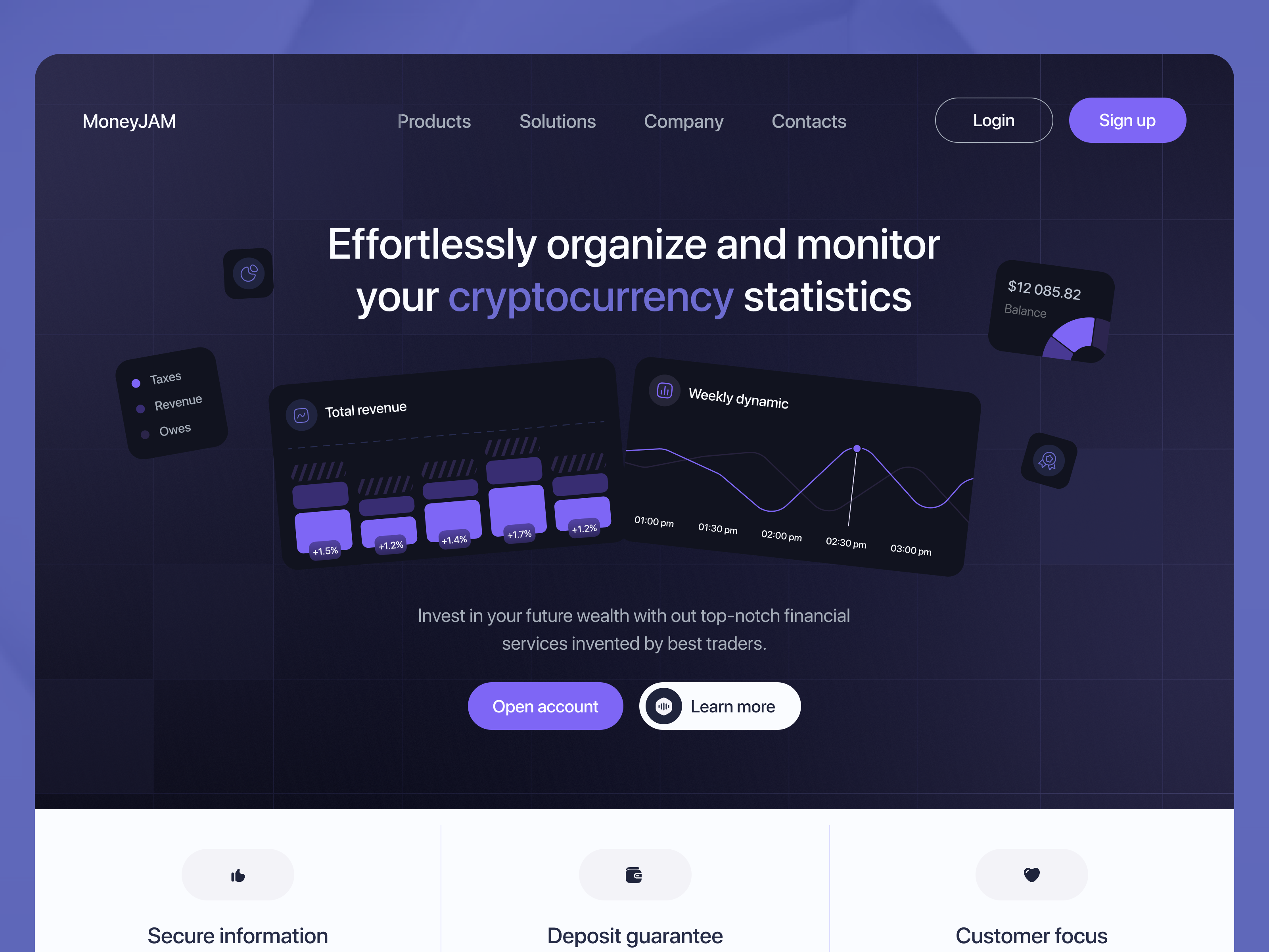 Cryptocurrency Statistic assets business chart dashboard finance illustration landing market sales ui web