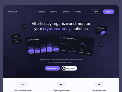 Cryptocurrency Statistic assets business chart dashboard finance illustration landing market sales ui web