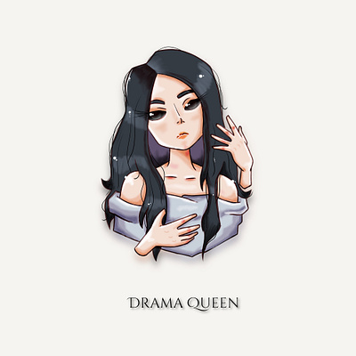 DRAMA QUEEN 2d cartoon design drama dramaqueen dramatic drawing girl illustration queen sketch theater woman