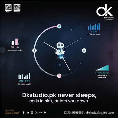 Dkstudio.pk never sleeps Call us: +92334 9299906 app branding design graphic design illustration logo typography ui ux vector