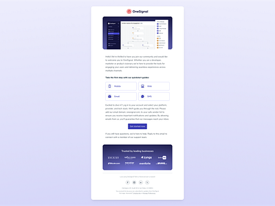 OneSignal Welcome Email customer engagement email email design email design system get started onesignal welcome email