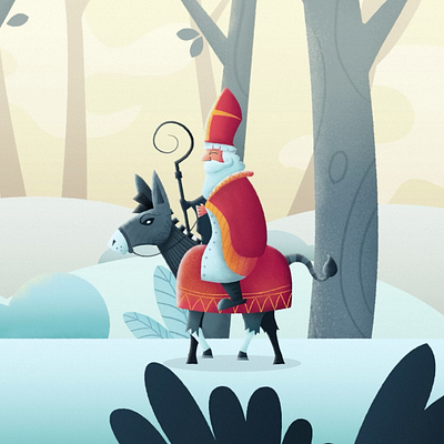 Saint Nicholas - After Effects 2danimation after effects animation donkey forest illustration illustrator motion design motion graphics nicholas saint nicholas snow winter