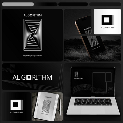 LOGO DESIGN AND BRANDING_'ALGORITHM' advertising algorithm branding crypto crypto logo graphic design layout logo logo design mockup submark typography