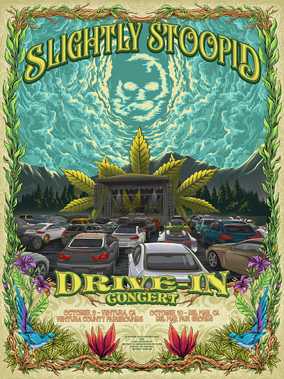 Slightly Stoopid - drive in concert Design badge logo brand identity branding concert design event festival graphic design icon illustration logo music musicfestival poster posterdesign ui vector