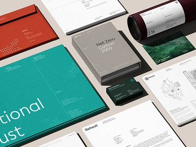 Reheat Brand Collateral annual report biomass blueprint brand branding corporate design energy folder graphic design layout print print design renewable report