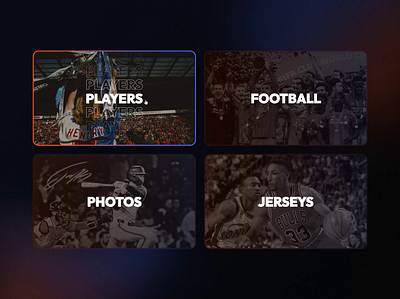 Categories section interaction - Sport Memorabilia animation card card design categories category design desktop hover interaction motion motion graphics shop sport sport memorabilia sports ui website