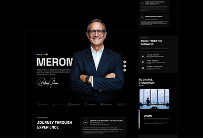 Entrepreneur and Corporate Personal Portfolio Website Design ahmd uxer dark landing page dark layout dark portfolio dark site dark website landing page ui ui design ux ux design