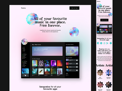 MusicLy Landing Page Design animation ui design ux ui visual design webdesign