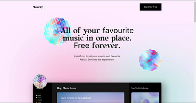 MusicLy Landing Page Hero Animation animation interaction ui design ux ui design visual design webdesign