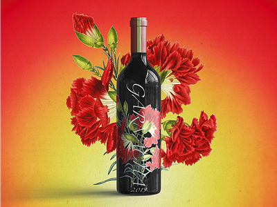 Garnacha - Wine Label Packaging Design branding design elegant flower flowers gradient graphic design illustration label photoshop red vibrant wine wine bottle wine design wine designer wine label winery